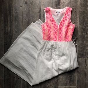 Vineyard Vines Neon Pink White Maxi Long Dress 4